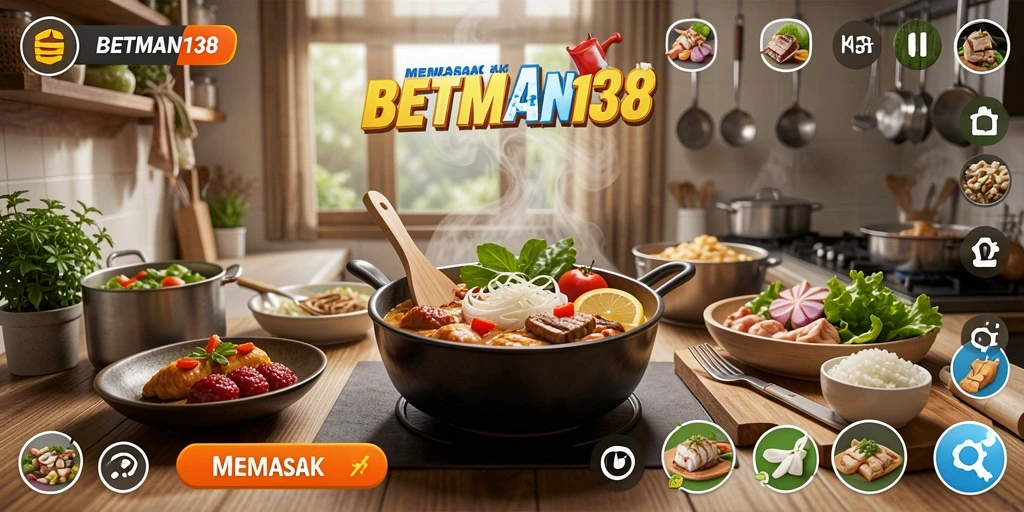 Tampilan antarmuka permainan memasak BETMAN138 yang menarik dan interaktif.