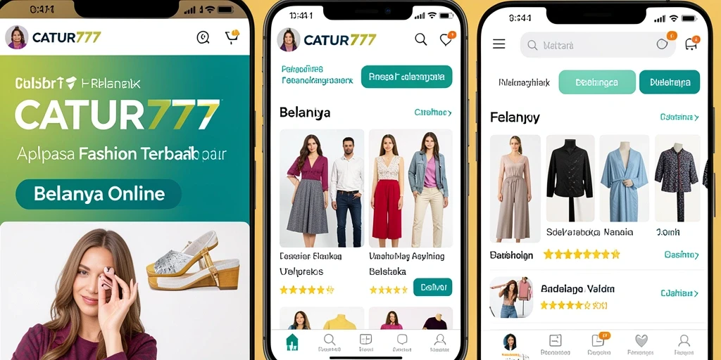 Antarmuka aplikasi CATUR777 yang menarik dan fungsional untuk belanja fashion.