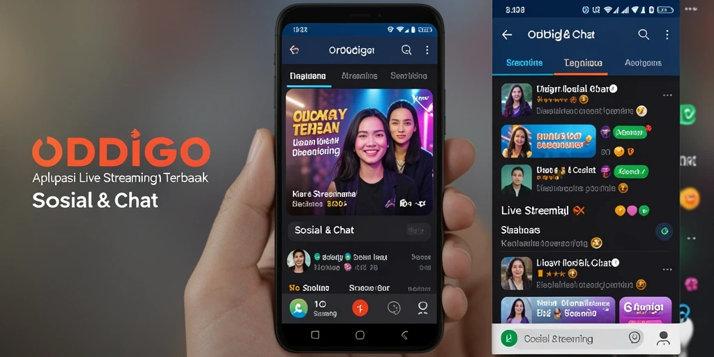 Antarmuka aplikasi ODDIGO yang menarik dan fungsional untuk live streaming.