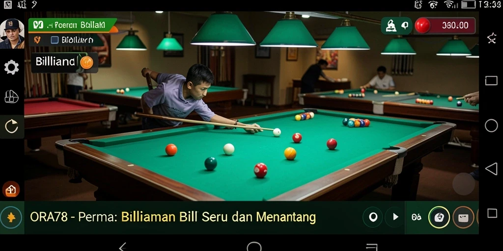 Tampilan antarmuka menarik dari game Billiard ORA78.