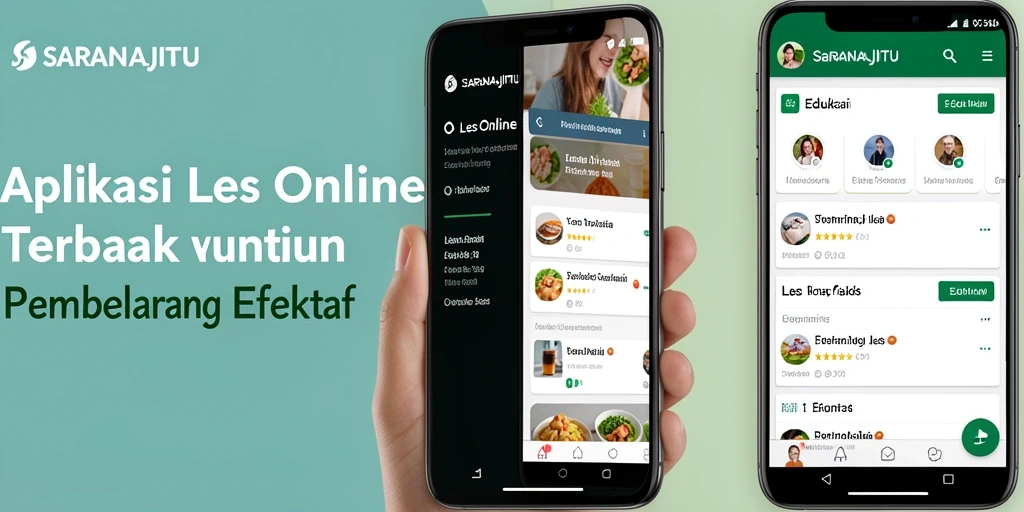 Antarmuka aplikasi Les Online SARANAJITU yang interaktif dan user-friendly.