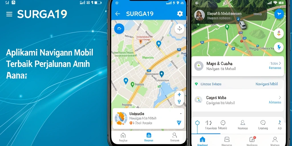 Antarmuka SURGA19 menunjukkan navigasi mobil yang jelas dan informatif.